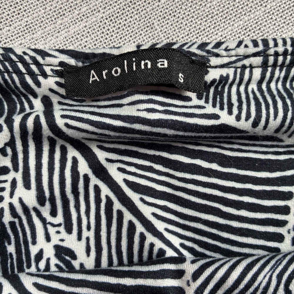 Arolina Small Flared Palazzo Resort Wear in black and white with a palm pattern - Picture 3 of 7